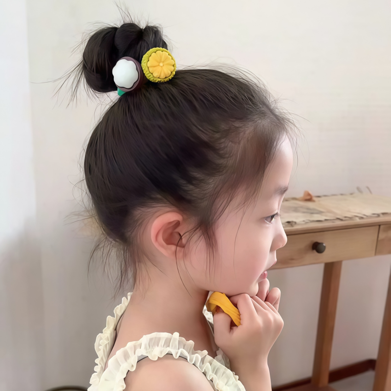 特别好看的发圈2025新款可爱水果儿童丸子头毛巾发圈百搭春夏头绳