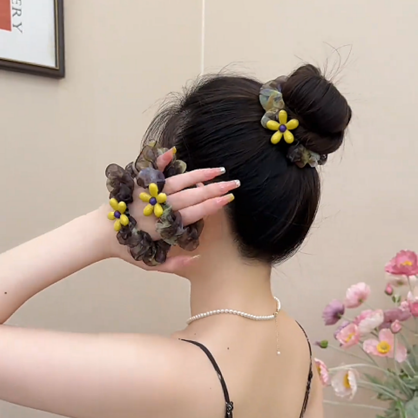 韩系碎花太阳花大肠发圈高弹力