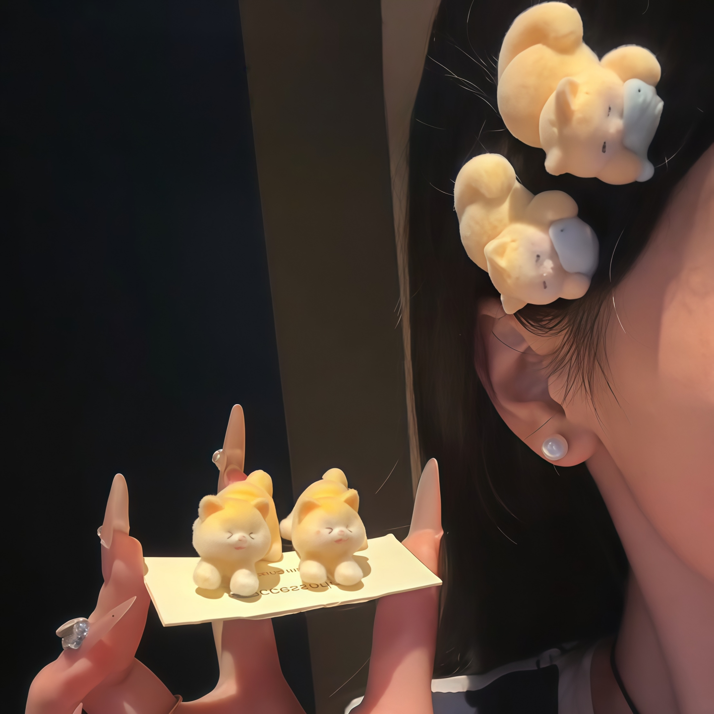 可爱小猫吃鱼发夹2025新款少女心侧边刘海夹鸭嘴夹卡通夹子头饰