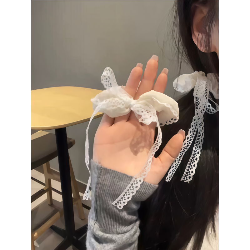 蕾丝边超仙蝴蝶结大肠发圈夏季女甜美可爱丝带发绳2025新款高级感