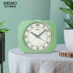 新款SEIKO精工小闹钟贪睡闹铃夜光夜灯桌面电子时钟摆件时间闹钟