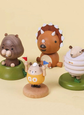 台湾jeancard实木质摆件装饰汽车载摇头可爱生日礼物桌面布丁狗女