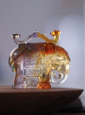 蛇年吉祥物2025新款琉璃吉象如意大象摆件一对茶桌茶宠客厅工艺品