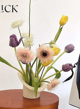 Click展口插花器皿剑山固定新中式陶瓷艺术摆件展厅商用家居装饰