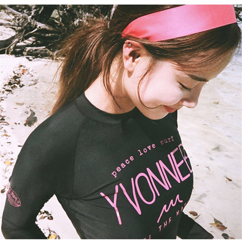 韩国分体潜水服女 浮潜服水母衣短裤防晒长袖显瘦冲浪套装游泳衣