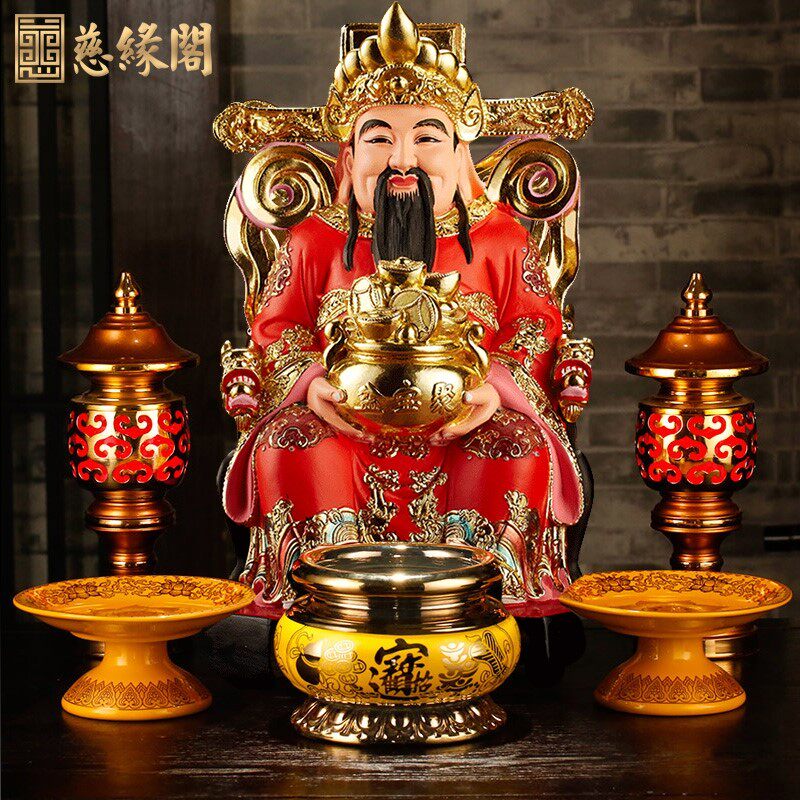 新款财神爷像树脂佛像家用店铺新房招财进宝恭喜发财文财神像