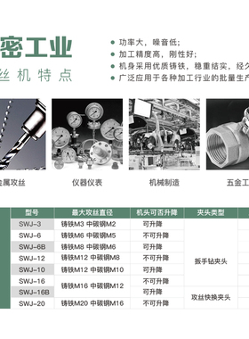 杭州西湖工业级台式攻丝机小型丝攻机电动攻牙机swj 12 6B 16 20