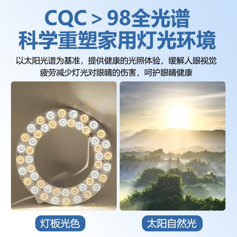 普瑞灯珠led灯盘圆形全光谱吸顶灯替换灯芯护眼防蓝光高显指光源