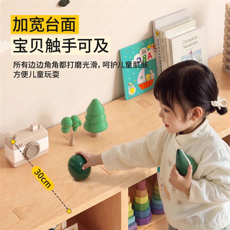 实木书架松木置物架落地靠墙组合双层窗边柜矮书柜飘窗收纳格子柜