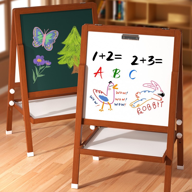 实木儿童小黑板家用教学白板写字板可擦写幼儿园宝宝画画涂鸦家庭