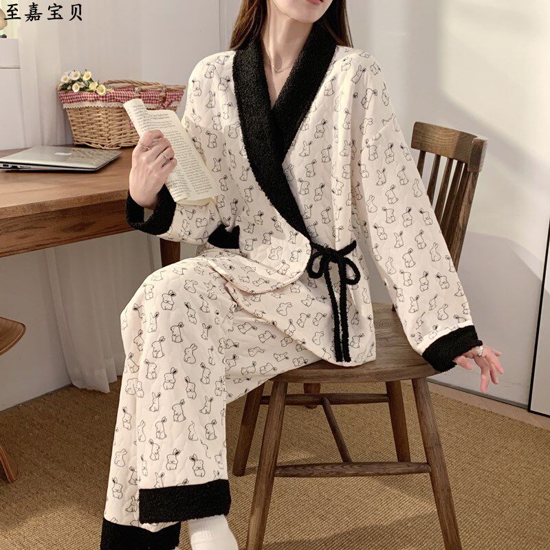 空气棉月子服秋冬产妇待产和服产后哺乳孕妇睡衣套装怀孕期可调节