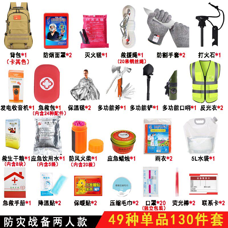 应急救援包民防人防战备安全家庭应急物资储备包逃生救援防灾套装