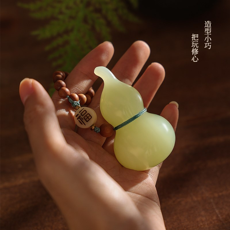 玉石手把件葫芦福禄文玩解压把玩古玩件送男朋友礼物桌面饰品摆件