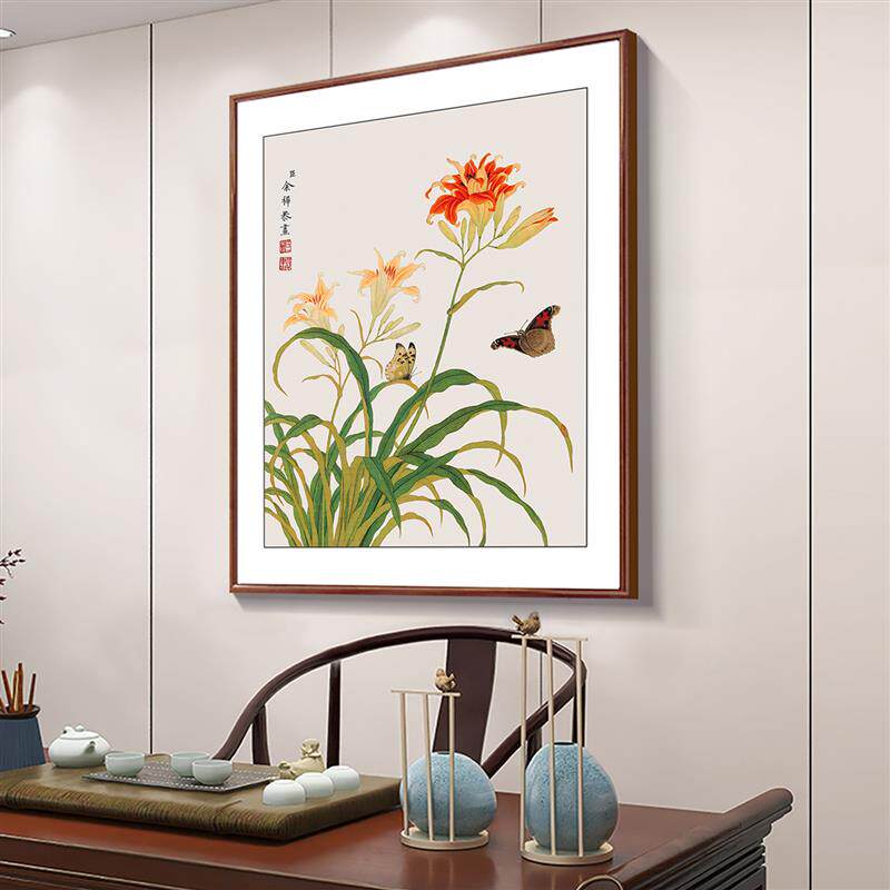 新款牡丹图花开富贵装饰画高级感余樨花鸟墙画牡丹花挂画餐厅壁画