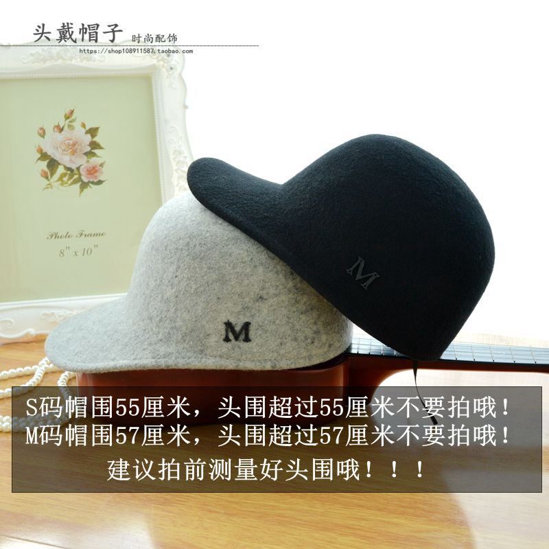 帽子女秋冬羊毛呢鸭舌帽毛毡马术帽英伦复古骑士帽礼帽冬天棒球帽