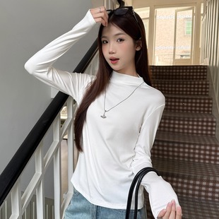 长袖 女高级感软糯针织衫 百搭显瘦气质上衣t恤 半高领打底衫 小Lin