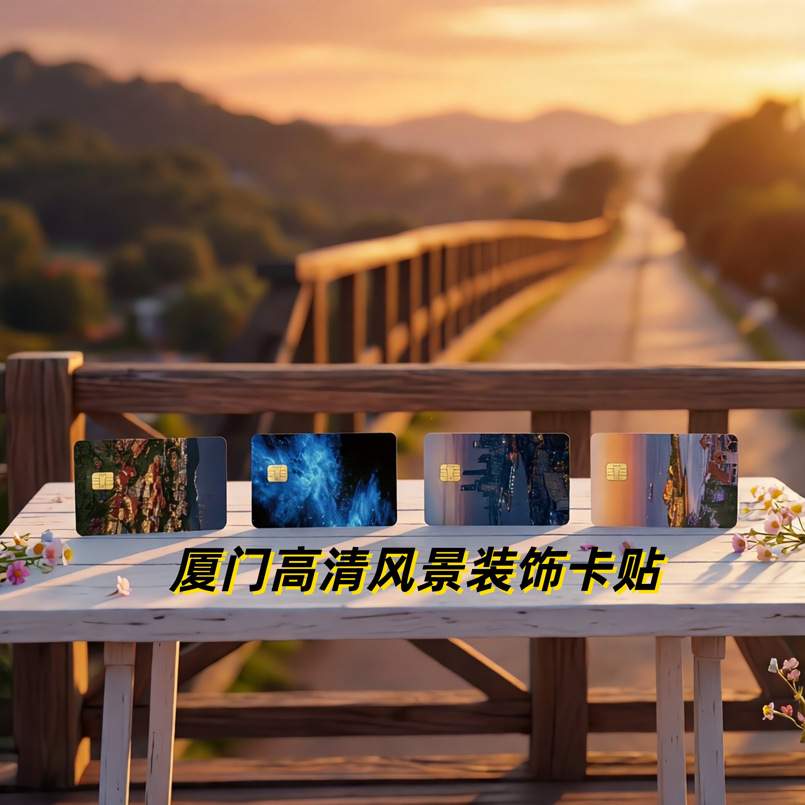 治愈系高清厦门风景装饰卡贴PVC信用卡银行卡学生饭卡交通卡校园卡门禁卡会员卡贴纸防水防刮