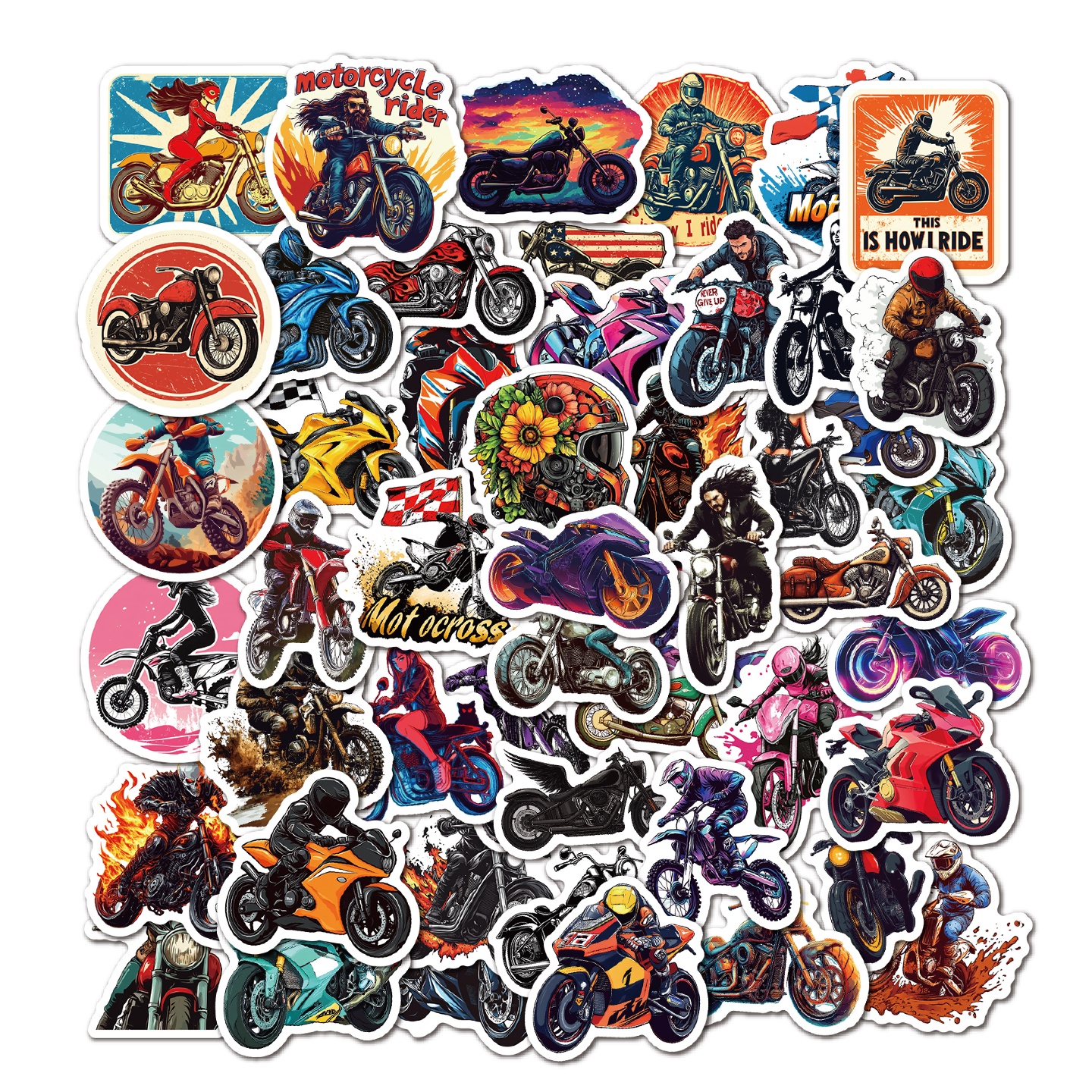 50张卡通版个性潮流机车酷炫贴纸