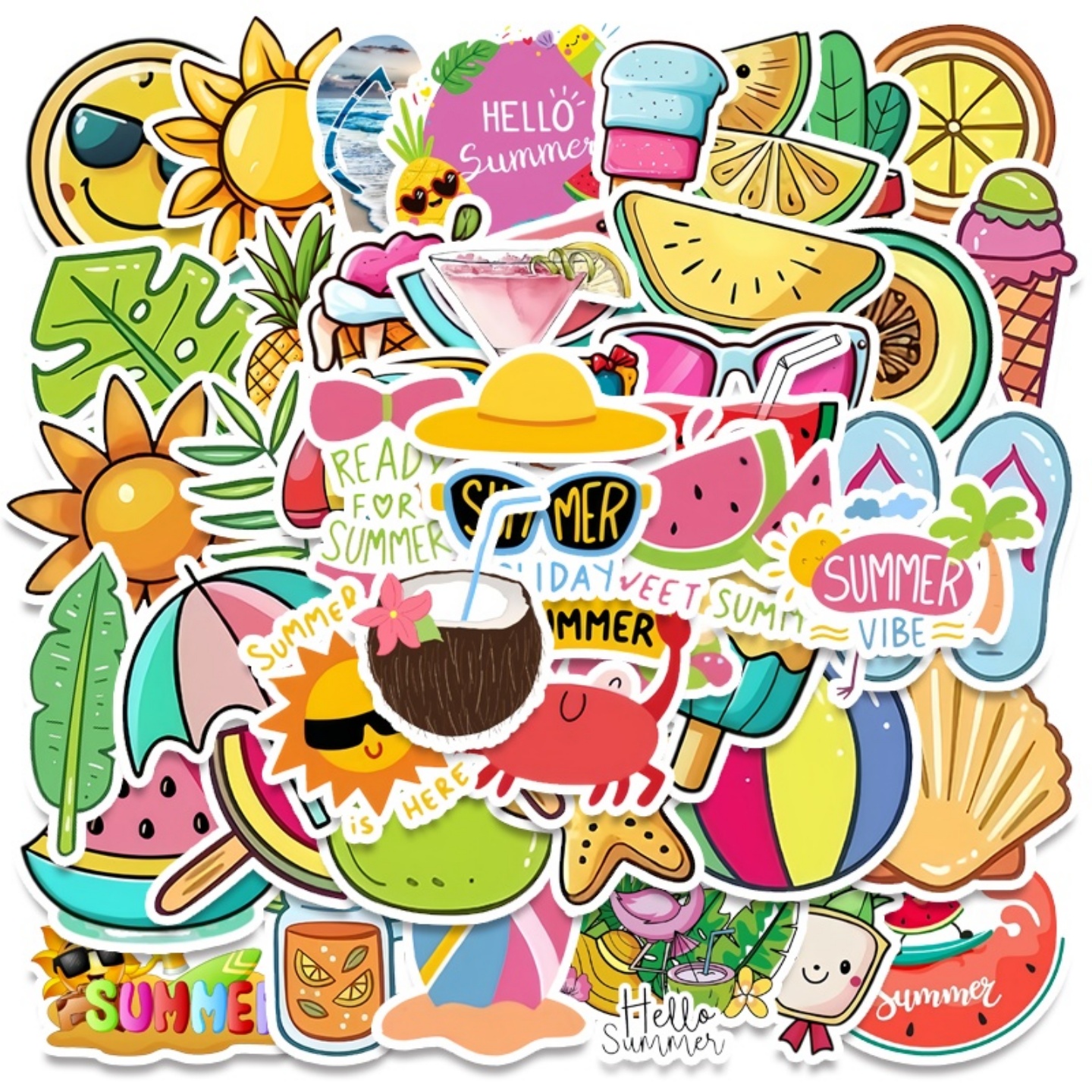 50张夏日小清新summer卡通贴纸