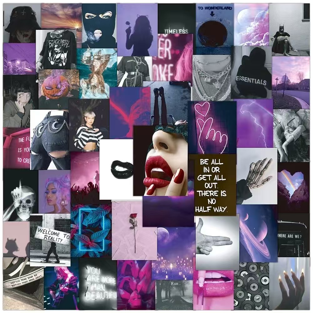 50张紫黑海报个性创意贴纸二次元