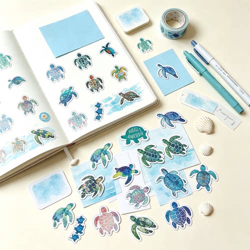 彩色乌龟通海洋动物儿童贴纸diy