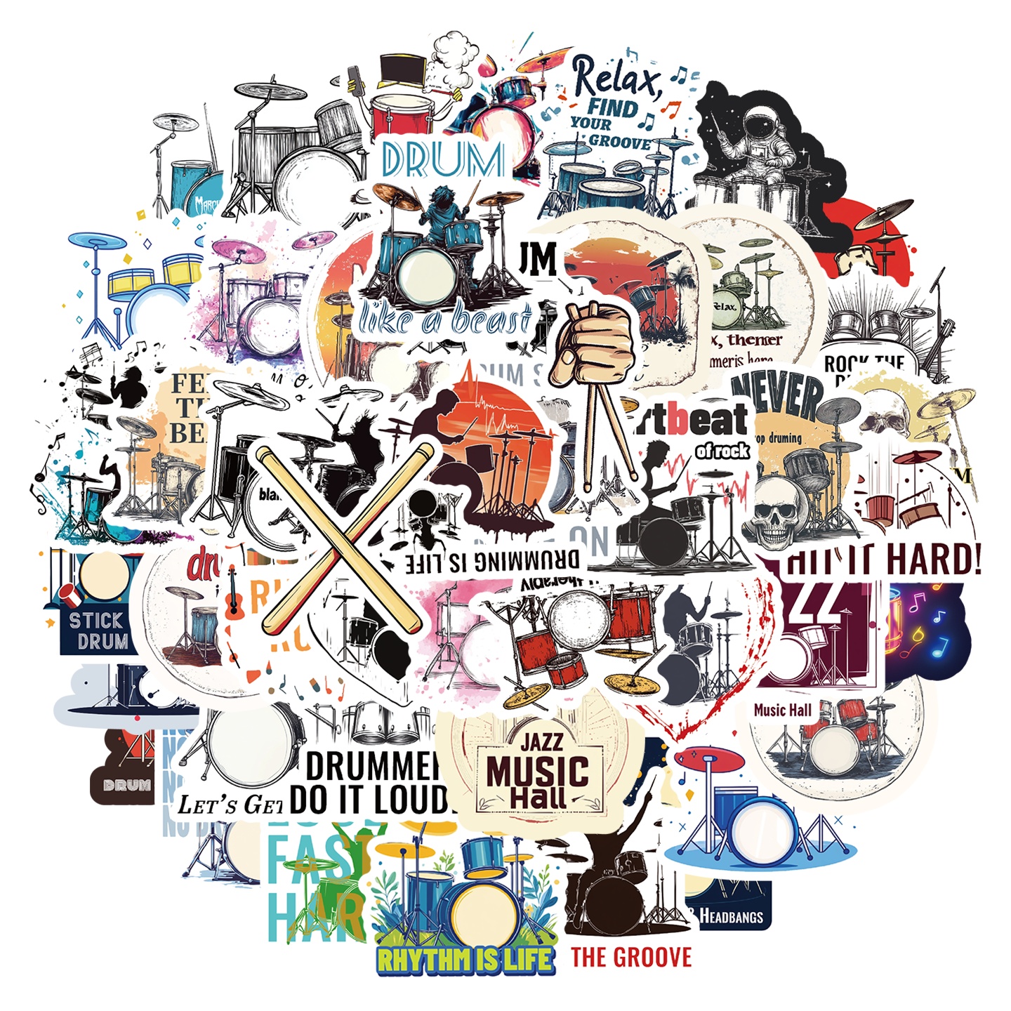 50张个性简约摇滚架子装饰贴纸