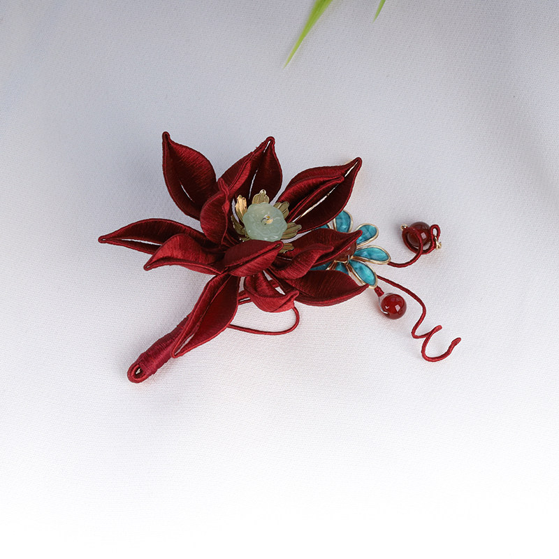 木池秋夏【红菟丝花】手工非遗绒花胸针古风掐丝胸花百搭中国风
