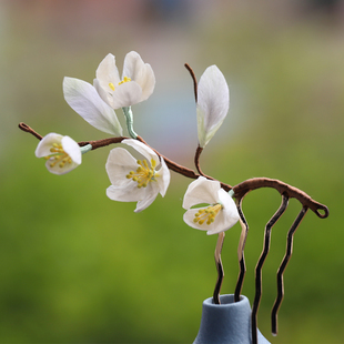 木池秋夏原创非遗绒花发钗古风汉服对夹旗袍头饰日常百搭温柔配饰