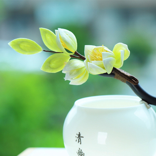 木池秋夏【黄栀子】汉服古风发饰手工绒花发簪清冷感盘发配饰簪子