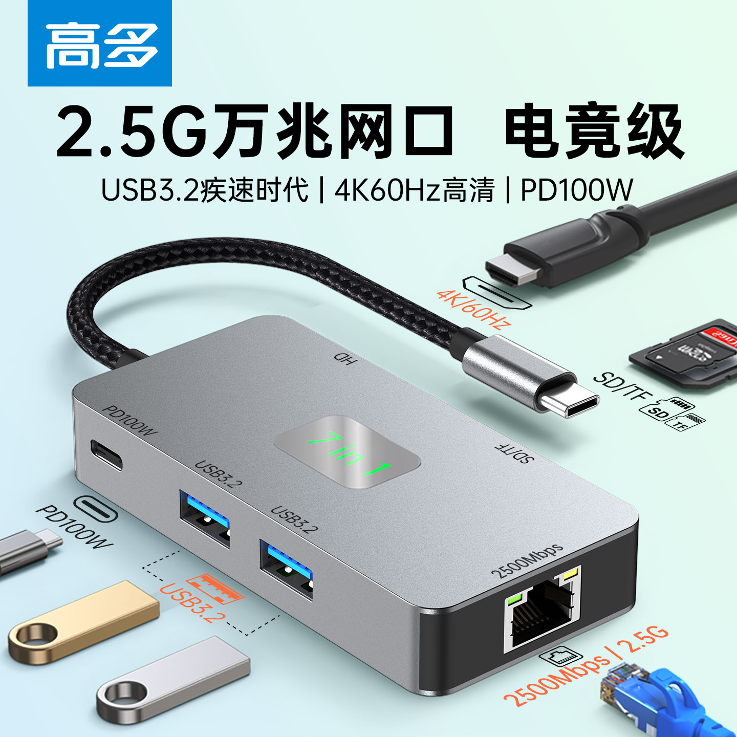 高多多功能扩展坞2.5G高速网卡