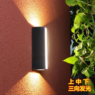户外壁灯典三向发光打光上中下防水庭院灯楼梯过道防水室外灯墙灯