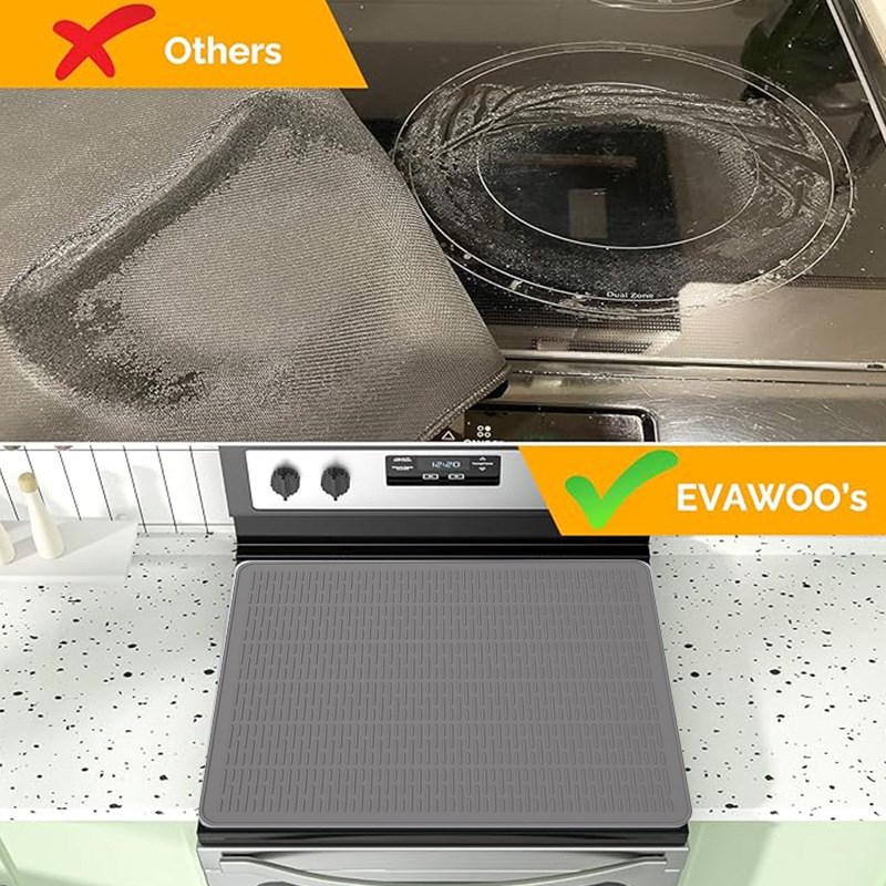 新款竖纹20*28in超大号硅胶灶炉保护垫 多功能沥水垫防灰尘隔热垫