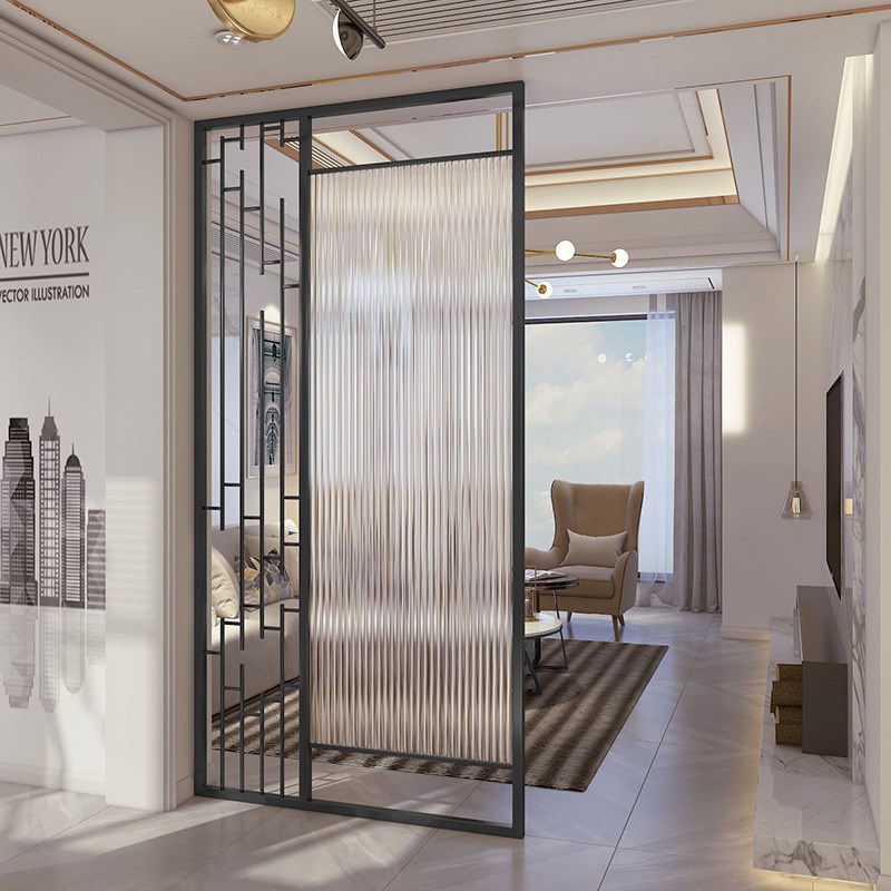 北欧简约玻璃屏风隔断客厅装饰入户玄关家用墙房间卧室不锈钢定作