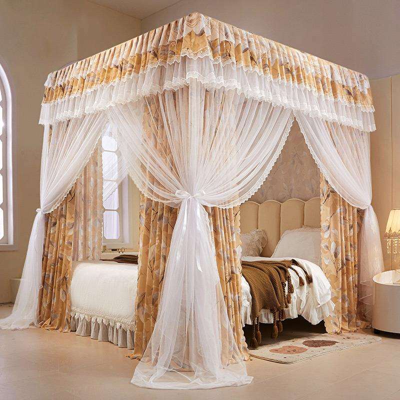 款遮光床幔床新帘门2025蚊帐公主家用一体式厚落地防尘宫廷式开加