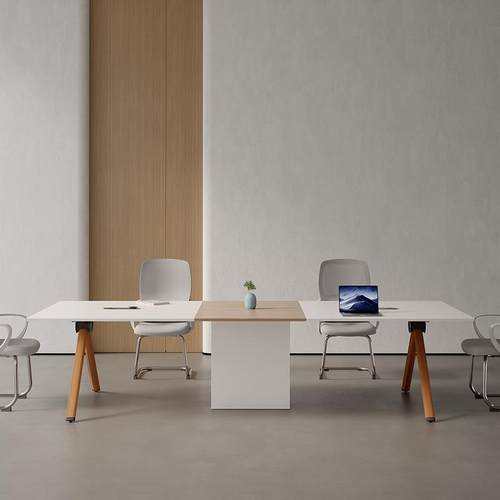 会议桌椅组合创简约现代意接待洽型谈小长方形议会室咨询客服白色