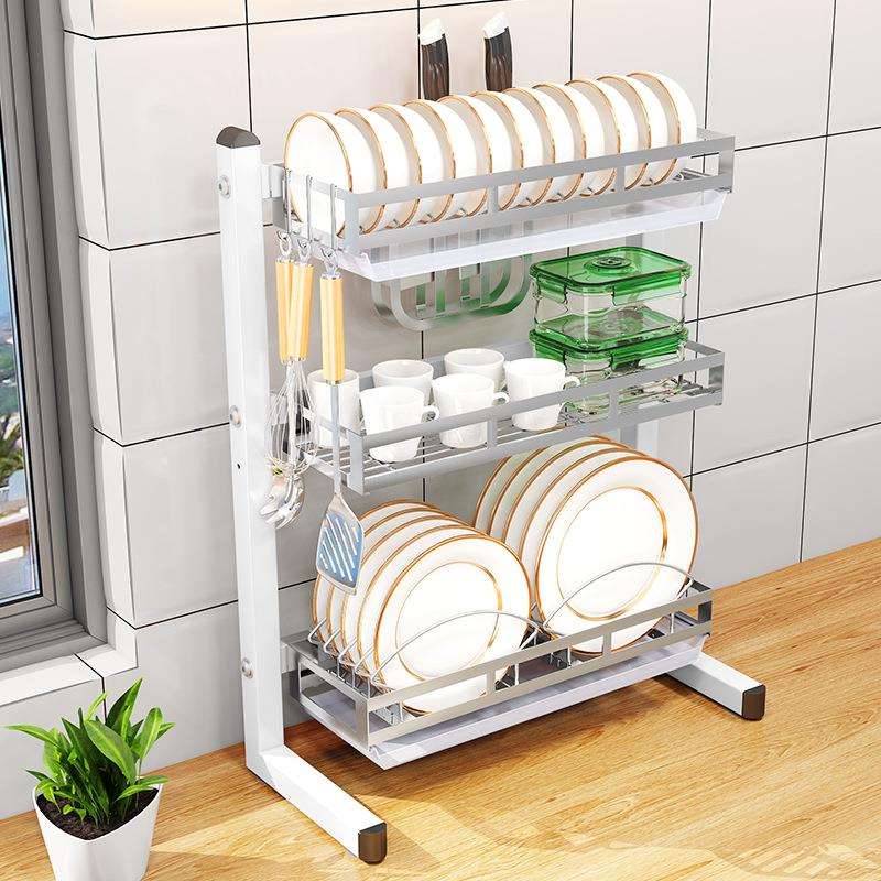 3碟04碗沥收水架碗调味架不锈钢厨房纳置物架沥水碗碟架YHL架收纳