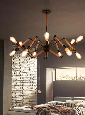 lft592创意个性餐厅美式乡村d铁艺o工业伸缩蜘蛛灯le客厅卧室吊灯