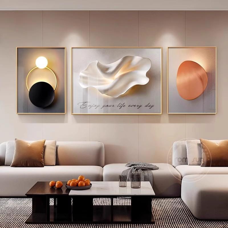 简约挂现代客厅抽装饰画2025新AA556款极象简三联画高档沙发背景