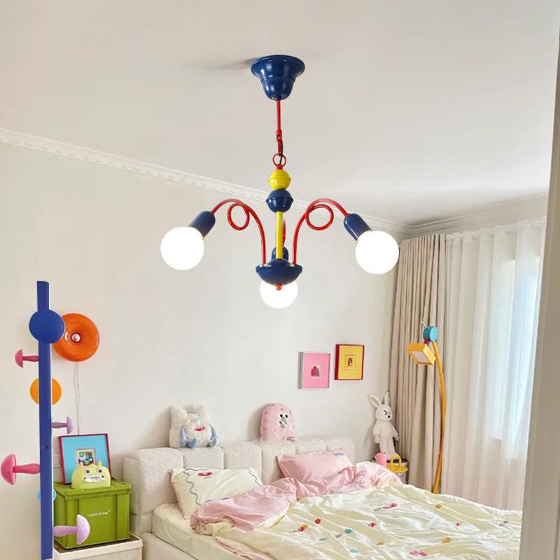 客厅灯vin313tae中古奶厅油风吊灯彩色果g实卧儿室客吊灯趣味童房