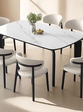 法式木岩实板餐桌椅组合小户型网红RYL西桌家用长形现代方简约餐