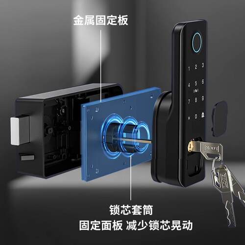 境跨品智能牛头锁铁门木门锁免N108改孔新出租公寓指纹锁老门式防