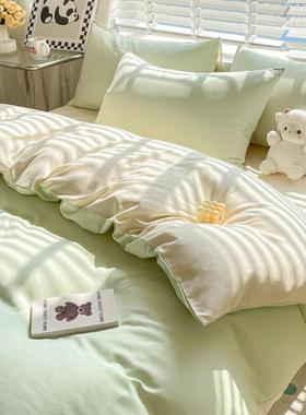 新简约双拼纯色亲肤25682床件棉四套水洗棉学生宿舍三件套单床款