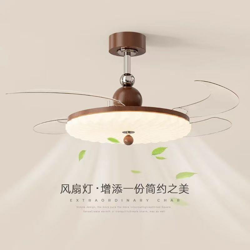 中古风隐形无品牌/风扇灯超薄极中简餐卧室吸顶风扇客厅吊厅扇山