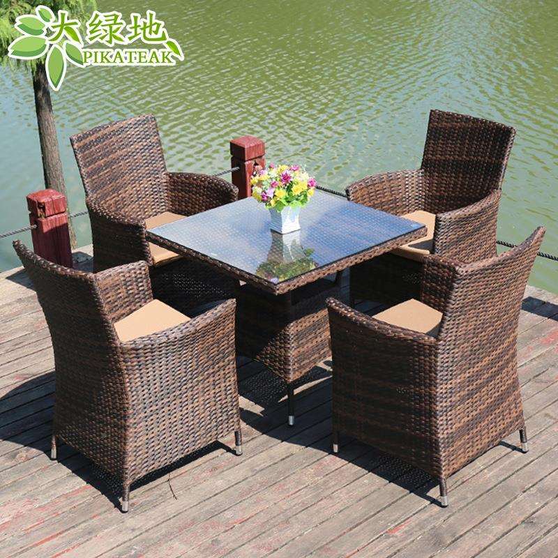 藤椅五椅件套组合户外桌庭院阳台花园放水防具室外晒休家户外藤桌