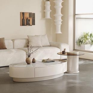 椭圆奶形岩现板茶几家用F9857J59客厅代轻奢创意茶几桌合油组风20