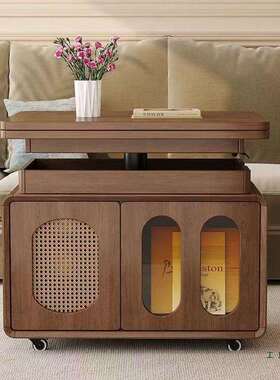 实木折茶几可动升降F9957HT5叠客厅家用几小户型推车沙发边几角储