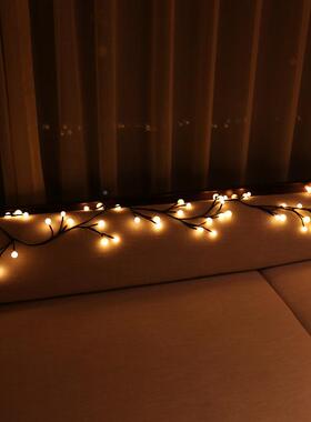 灯lQY-0042ed24V低压串树枝造海型灯外防水黑色藤条户圆球彩灯外