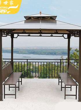 棚楼户YT-542T-外庭四角凉亭PC阳光板四柱亭遮阳室外院花园顶简易