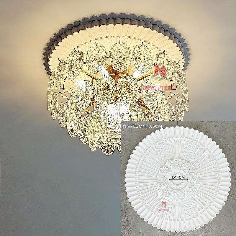 5LPU灯盘式法圆形吊顶型造装饰仿石膏F767H655吊灯A底座欧式拼花