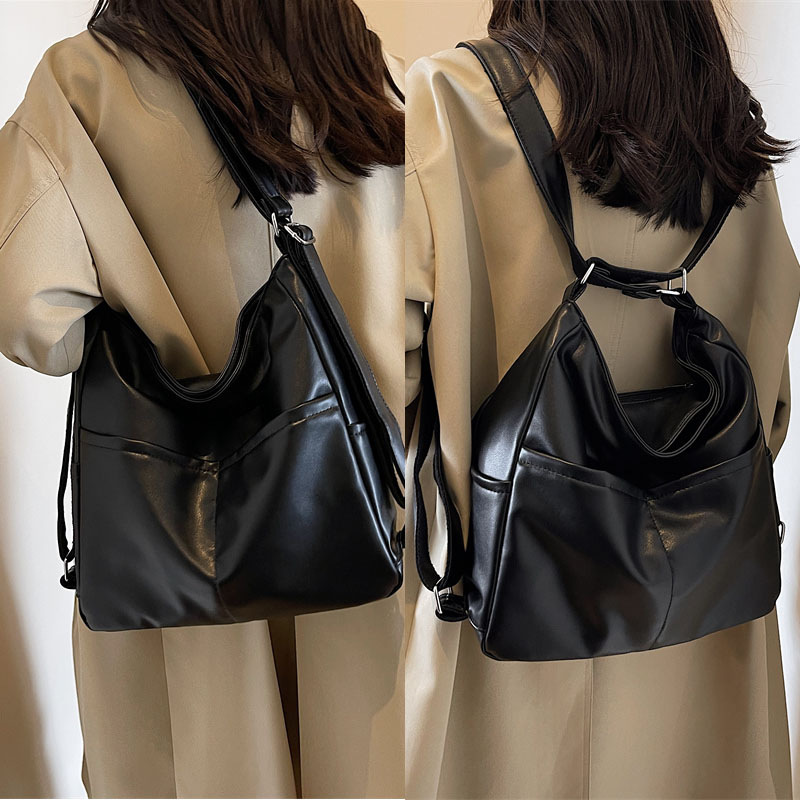 单双肩两用托特包PU皮质防水